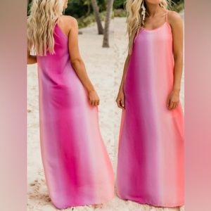 Pink Lily Oceans of Love Magenta Ombré Maxi Dress